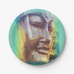 Buddha Gesichtsgrün Pappteller