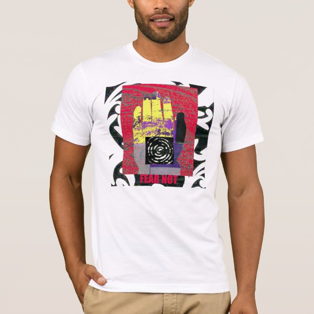 Buddha-Hand - Gelb auf Rot T-Shirt (Vorderseite)