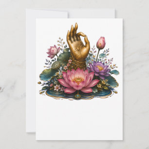 Buddha-Hand-Lotusblumen-Grußkarte zum Frieden Dankeskarte