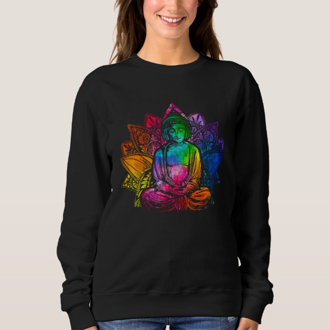 Buddha Headphones Rainbow DJ Musician Practioner Sweatshirt (Vorderseite)