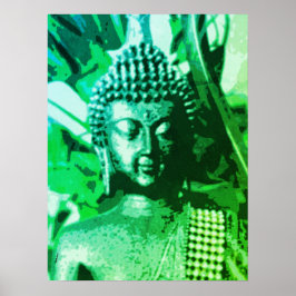 Buddha Helles Grün Ombre Meditation Zen Kunst Poster