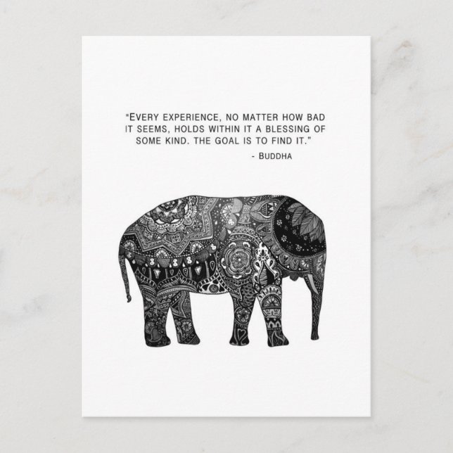 Buddha Henna Wisdom Elephant Postkarte (Vorderseite)