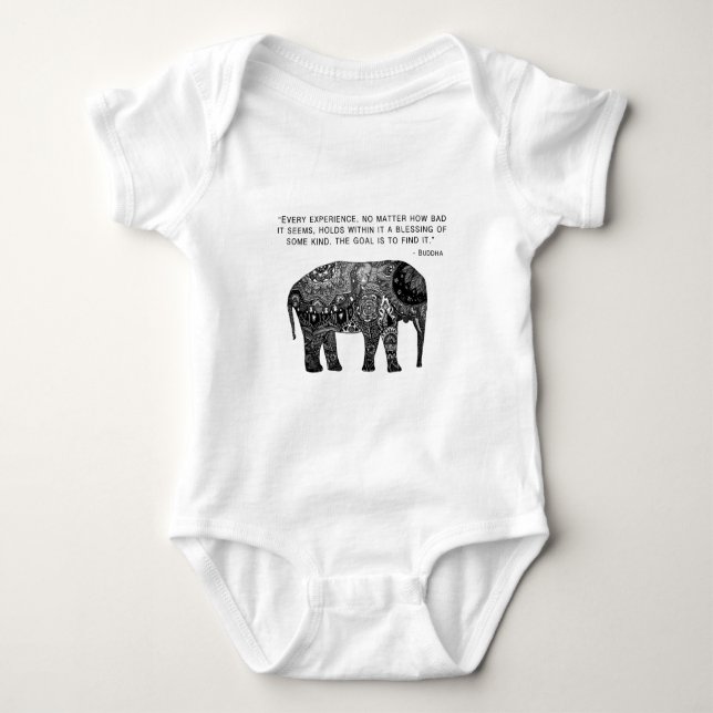 Buddha-Hennastrauch-Klugheits-Elefant Baby Strampler (Vorderseite)