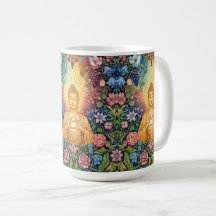 Buddha, Herz des Lichts, glücklich, floral, Vintag