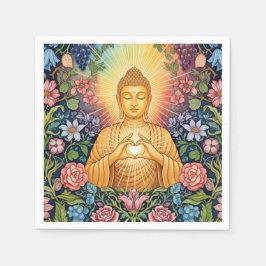Buddha, Herz des Lichts, Party, Blumen, Vintag Serviette
