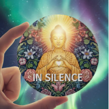 Buddha, Herz des Lichts, Vintag von Blumen, in Sti