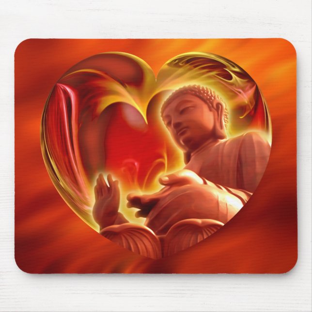 BUDDHA Herz | Feuer rot Mousepad (Vorne)