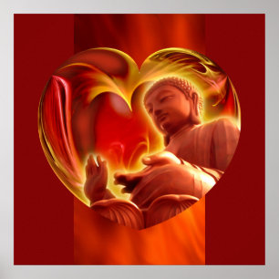 BUDDHA Herz Feuer rot Poster