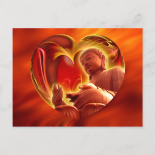 BUDDHA Herz Feuer rot Postkarte