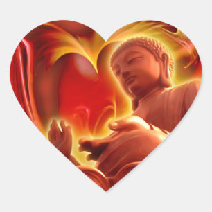 BUDDHA Herz Herz-Aufkleber