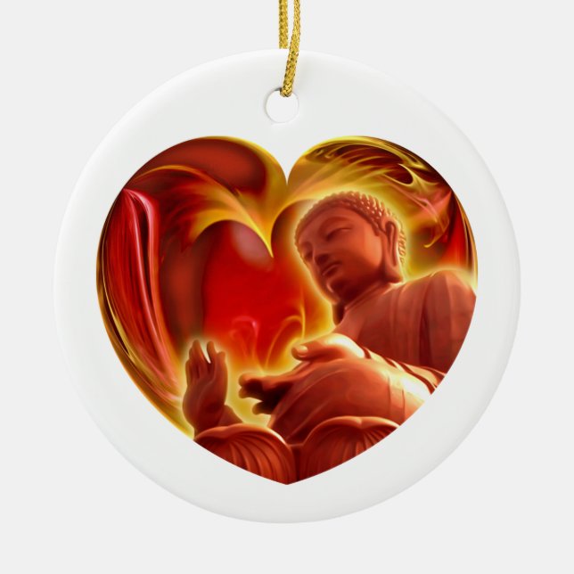 BUDDHA Herz Keramik Ornament (Vorne)