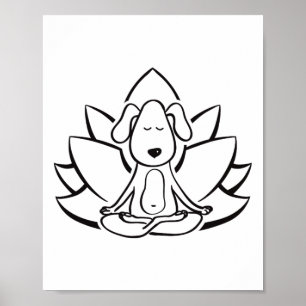 Buddha Hund Yoga-Shirt Meditation Lotosblume Poster