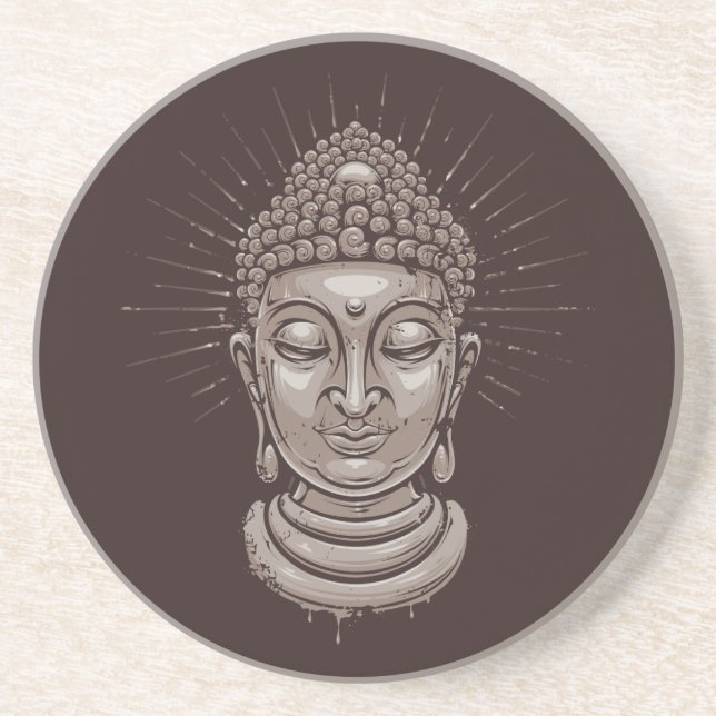 Buddha Illustration Sandstone Untersetzer (Vorne)