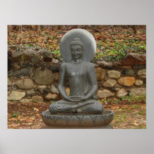 Buddha im Regen Poster