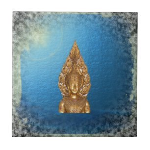 Buddha in Blau Fliese