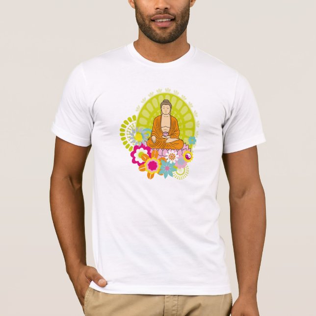 Buddha in den Frühlings-Blumen T-Shirt (Vorderseite)