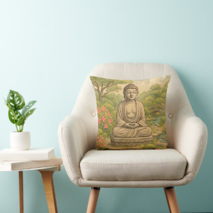 Buddha in einem Garten Kissen