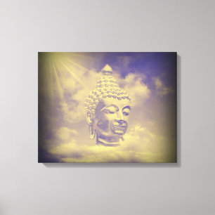 Buddha in farbigen Wolken mit künstlicher Sonne Leinwanddruck
