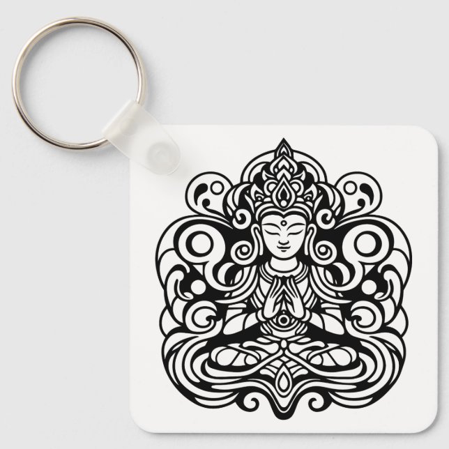 Buddha in Frieden Schlüsselanhänger (Vorderseite)