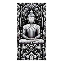 Buddha in Schwarz und Weiß Poster