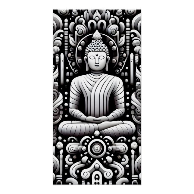 Buddha in Schwarz und Weiß Poster (Vorderseite)