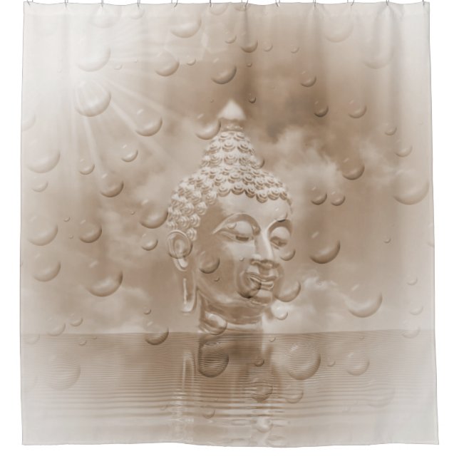 Buddha in Sepia Duschvorhang (Vorderseite)