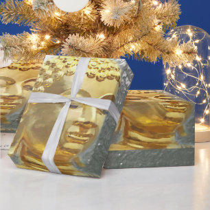 Buddha in Silberverpackungspapier Geschenkpapier