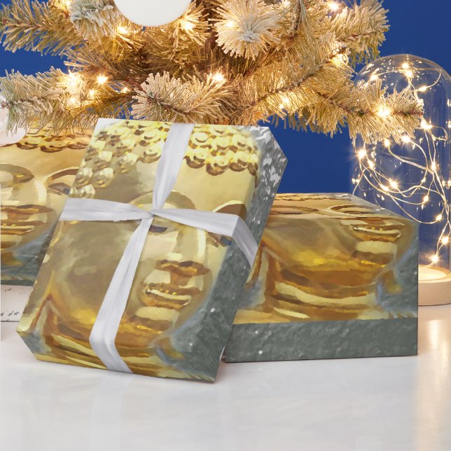 Buddha in Silberverpackungspapier Geschenkpapier (Feiertage)