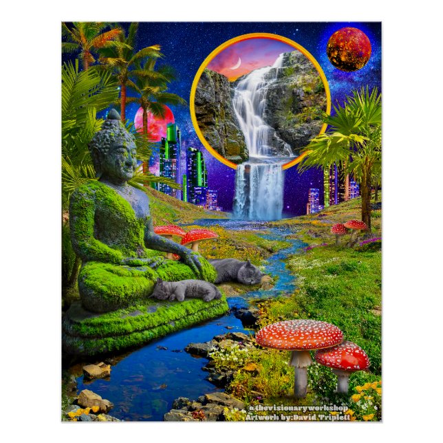 Buddha Kätzchen drucken, Werteplakat (Matte) Poster (Vorderseite)