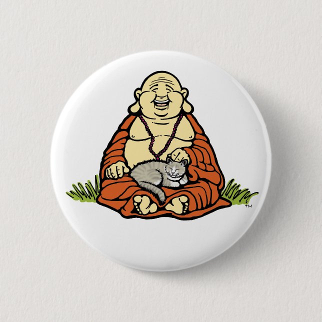 Buddha-Katzen-Knopf Button (Vorderseite)