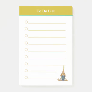 Buddha Kopf & Golden Header zu erledigen Liste geg Post-it Klebezettel
