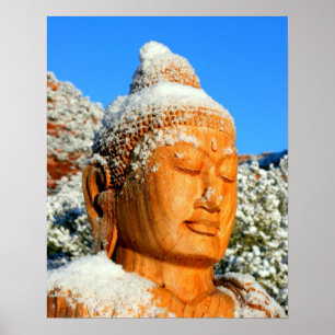 Buddha Kopf im Schnee Poster