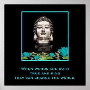 Buddha-Kopf mit inspirierendem Kindheitssatz Poster