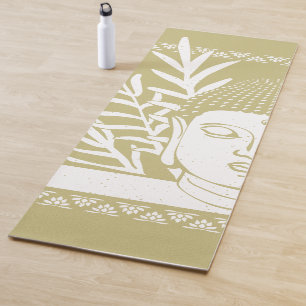 Buddha-Kopf mit Palme - Gold + Schnee-Yoga-Matte Yogamatte