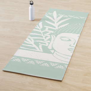 Buddha-Kopf mit Palme - Minze + Schnee-Yoga-Matte Yogamatte