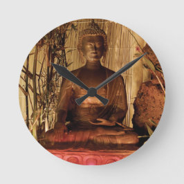 BUDDHA: Kupferne Statue Runde Wanduhr
