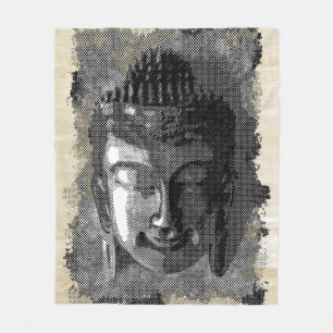 Buddha Lächeln I - halb schwarz + Ihre Ideen Fleecedecke