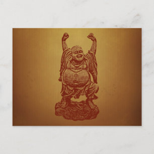 Buddha lachend (dunkelrot) postkarte