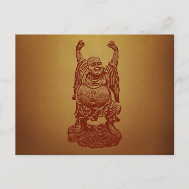 Buddha lachend (dunkelrot) postkarte (Vorderseite)