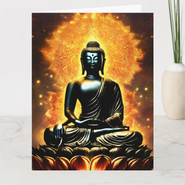 Buddha-Logo Weiß Liniiertes Gästebuch Karte (Vorderseite)