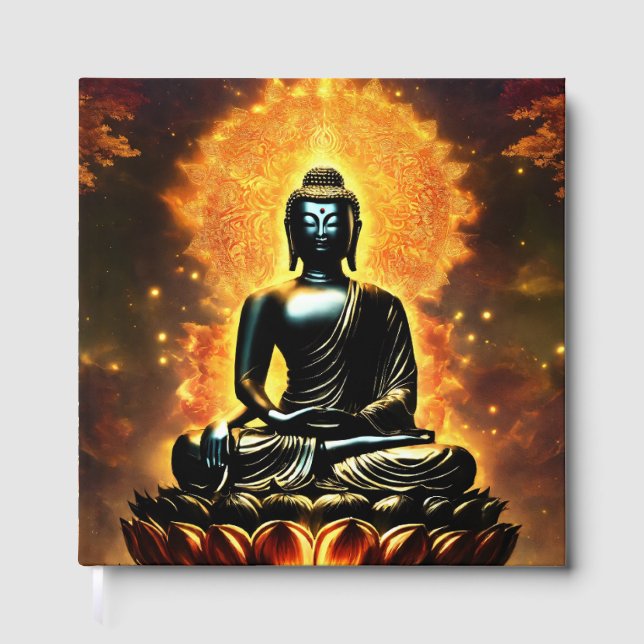 Buddha Logo White Lined Guest Book Gästebuch (Vorderseite)