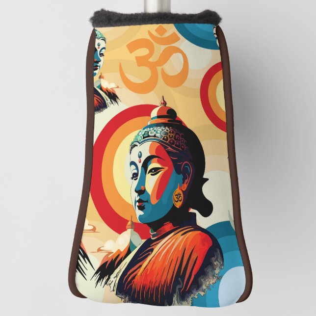 Buddha Lord Retro Pop Art Unsichtbar Golf Headcover (Rotieren 90)