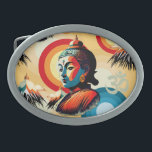 Buddha Lord Retro Pop Ovale Gürtelschnalle<br><div class="desc">Buddha Lord Portrait in the Sun,  erstellt auf Retro Pop Art Style Design. Original Vector Illustration Copyright BluedarkArt The ChameleonArt.</div>