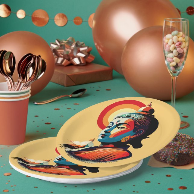 Buddha Lord Retro Pop Pappteller (Multi)