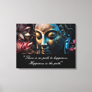 Buddha Lotus Blume Zitat Stretched Canvas Print Leinwanddruck