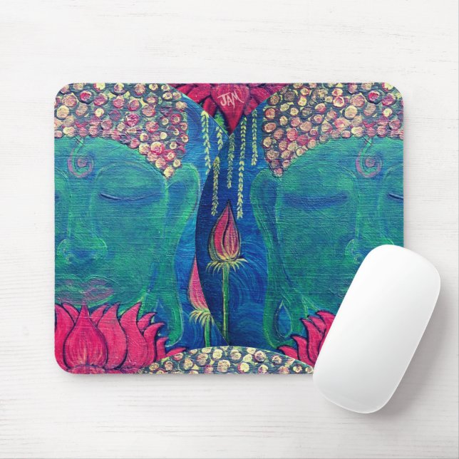 Buddha Lotus Green Meditation Buddhismus Mouse Pad Mousepad (Mit Mouse)