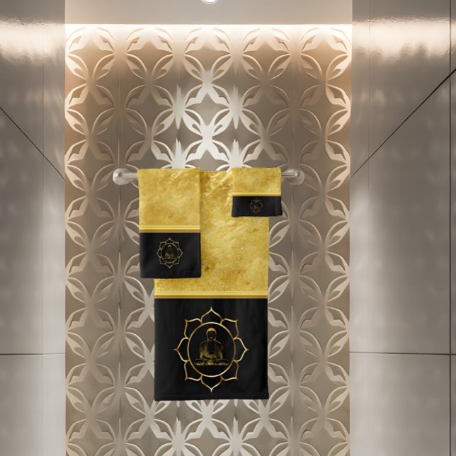 Buddha macht Yoga Meditation spirituelle Goldfolie Badhandtuch Set (Von Creator hochgeladen)