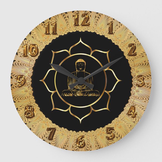 Buddha macht Yoga Meditation spirituelles Design Große Wanduhr (Vorderseite)