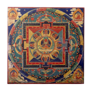 Buddha Mandala Antike Tibetische Thanka Tile Fliese