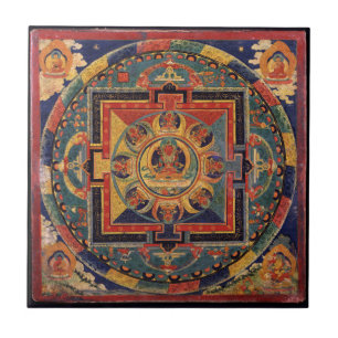 Buddha-Mandala-Antiken-Tibetaner Thanka Fliese